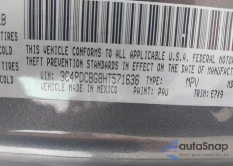 2017 Dodge Journey Sxt z USA, uszkodzony, nr VIN 3C4PDCBG8HT571636